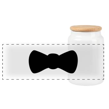 noeud de papillon - Boîte à biscuits avec couvercle en bois - blanc - Devant
