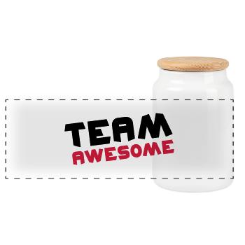Team Awesome - Boîte à biscuits avec couvercle en bois - blanc - Devant