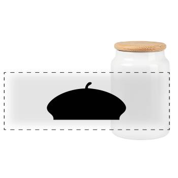 Béret French Hat - Boîte à biscuits avec couvercle en bois - blanc - Devant