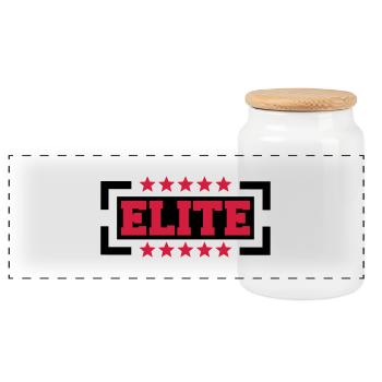 Elite Logo - Panoramic Cookie Jar with Wooden Lid - white - Front