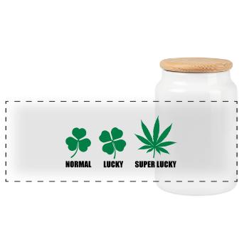 Super Lucky - Boîte à biscuits avec couvercle en bois - blanc - Devant