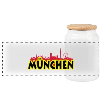 Munich - Panoramic Cookie Jar with Wooden Lid - white - Front