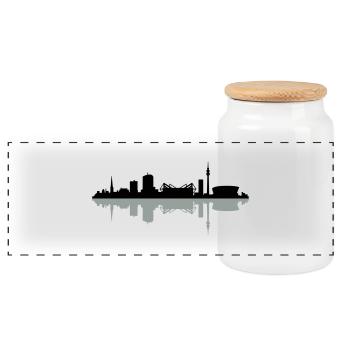 Skyline Dortmund Schatten - Panorama Keksdose mit Holzdeckel - Weiß - Vorne