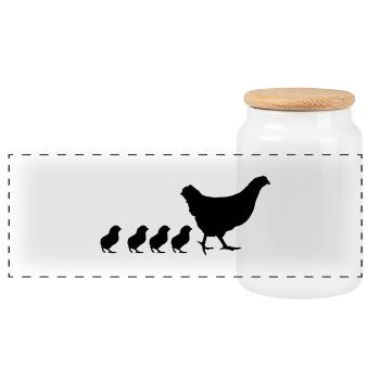 Poule avec sweet 4 poussins Mama - Boîte à biscuits avec couvercle en bois - blanc - Devant