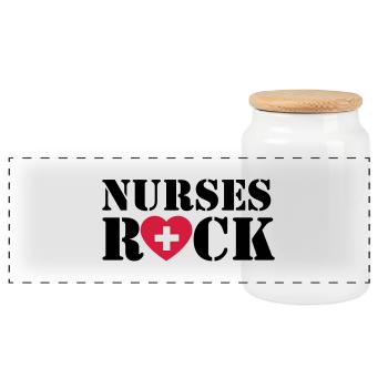 Nurses Rock - Panoramic Cookie Jar with Wooden Lid - white - Front