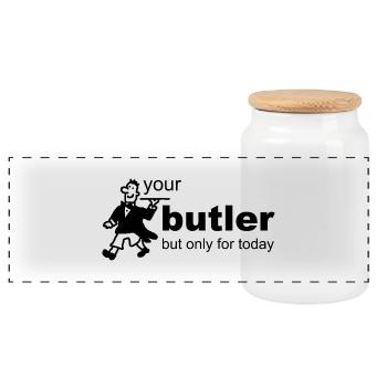 Butler - Panorama Keksdose mit Holzdeckel - Weiß - Vorne