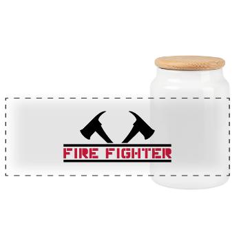 2 Feuerwehr Äxte Firefighter - Panorama Keksdose mit Holzdeckel - Weiß - Vorne