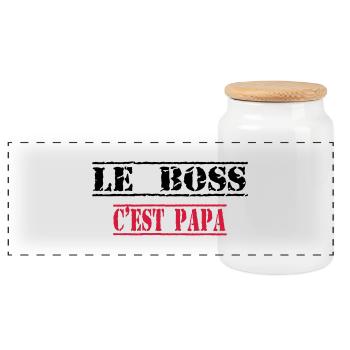 Le boss c'est papa - Panorama Keksdose mit Holzdeckel - Weiß - Vorne