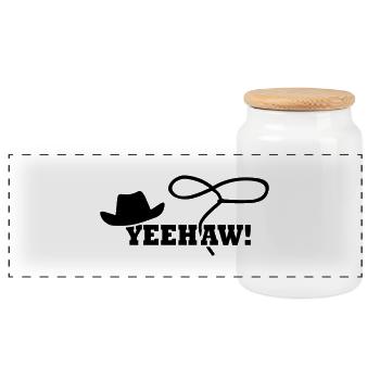 Cowboy Yeehaw - Panoramic Cookie Jar with Wooden Lid - white - Front