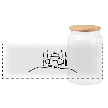 hagia moschee istanbul - Panorama Keksdose mit Holzdeckel - Weiß - Vorne