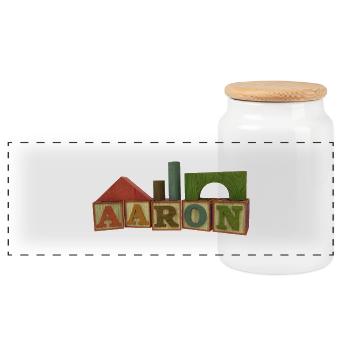 aaron - Panoramic Cookie Jar with Wooden Lid - white - Front