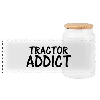 tractor addict - Panoramic Cookie Jar with Wooden Lid - white - Front