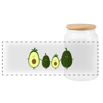 Avocado family - Panoramic Cookie Jar with Wooden Lid - white - Front