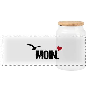Face mask Moin - Panoramic Cookie Jar with Wooden Lid - white - Front