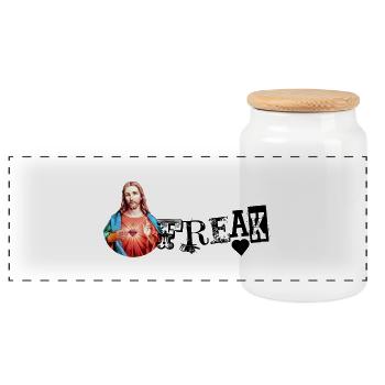 JESUS FREAK | Jesus Christ | Jesus Christus - Panorama Keksdose mit Holzdeckel - Weiß - Vorne