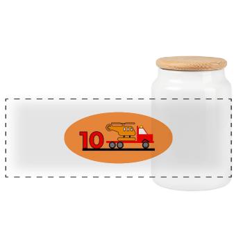 Truck - Panorama Keksdose mit Holzdeckel - Weiß - Vorne