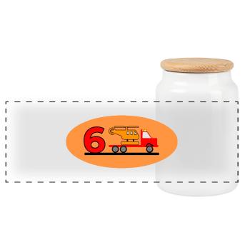 Truck - Panorama Keksdose mit Holzdeckel - Weiß - Vorne