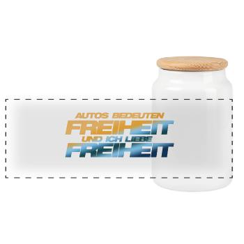 Autos Freiheit - Panorama Keksdose mit Holzdeckel - Weiß - Vorne