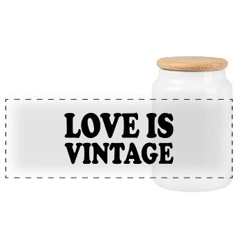 Love is vintage - Boîte à biscuits avec couvercle en bois - blanc - Devant