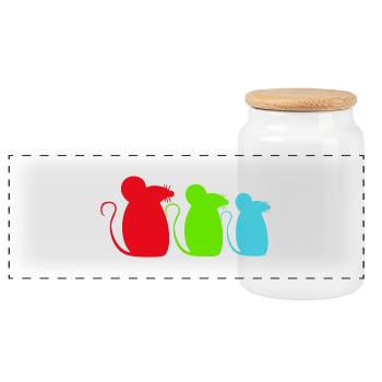 3 souris équipe trois amis fête équipage silhouette - Boîte à biscuits avec couvercle en bois - blanc - Devant