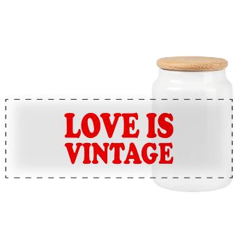 Love is vintage - Boîte à biscuits avec couvercle en bois - blanc - Devant