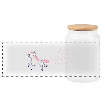 Glitter-farting unicorn - Panoramic Cookie Jar with Wooden Lid - white - Front