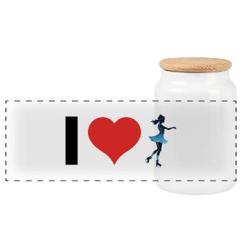 J’adore le patinage sur glace - Figure Skationg Design - Boîte à biscuits avec couvercle en bois - blanc - Devant