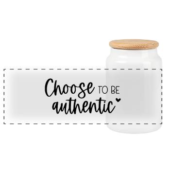 Choisissez d’être authentique Message inspirant - Boîte à biscuits avec couvercle en bois - blanc - Devant