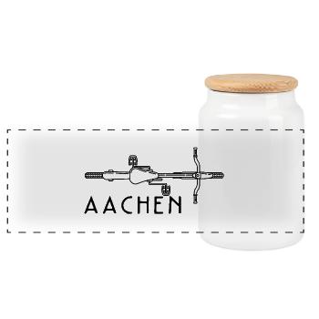 Fahrrad Aachen - Panorama Keksdose mit Holzdeckel - Weiß - Vorne
