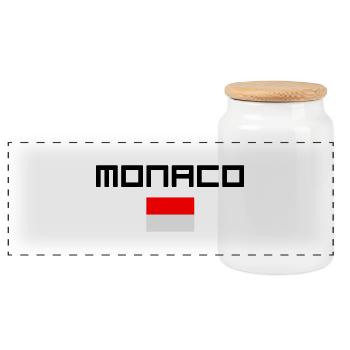 monaco - Panoramic Cookie Jar with Wooden Lid - white - Front