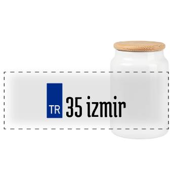 35 İzmir Plaka Streetwear - Panorama Keksdose mit Holzdeckel - Weiß - Vorne