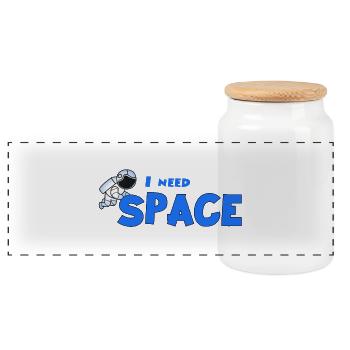 I need space - Panoramic Cookie Jar with Wooden Lid - white - Front