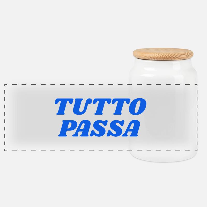 tutto passa - Panoramic Cookie Jar with Wooden Lid - white