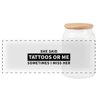Tattoos or me - Panoramic Cookie Jar with Wooden Lid - white - Front