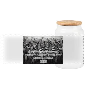 Courage ou conformité Zèbres en contraste Mono - Boîte à biscuits avec couvercle en bois - blanc - Devant