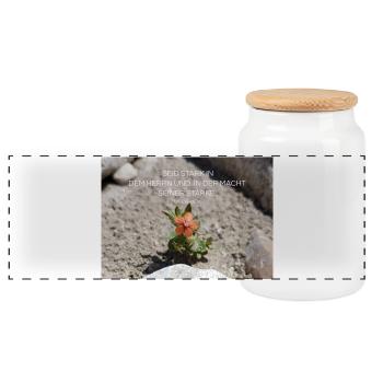 Power through faith Flower of Strength - Panoramic Cookie Jar with Wooden Lid - white - Front