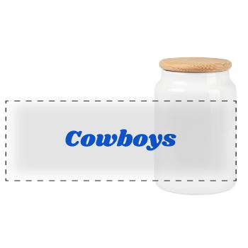 Cowboys - Panoramic Cookie Jar with Wooden Lid - white - Front