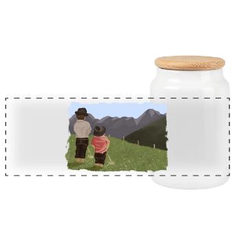Biesler mit Aussicht - Panorama Keksdose mit Holzdeckel - Weiß - Vorne