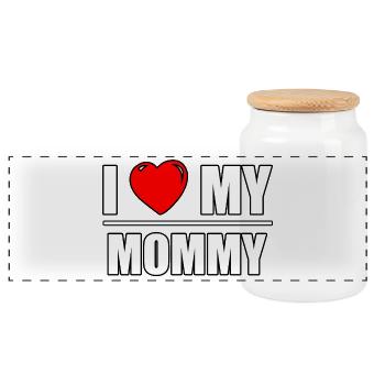 Schrift Design "I love my Mommy" - Panorama Keksdose mit Holzdeckel - Weiß - Vorne