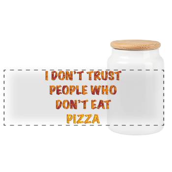 In Pizza We Trust - Panoramic Cookie Jar with Wooden Lid - white - Front