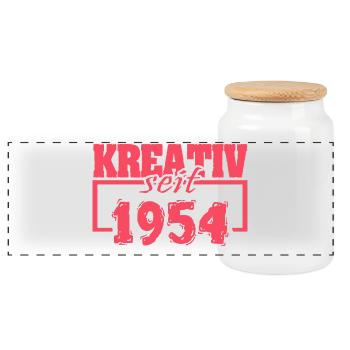 Spruch 1954 - Panorama Keksdose mit Holzdeckel - Weiß - Vorne