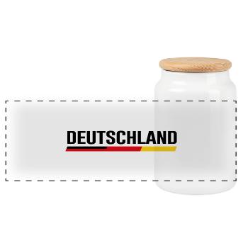GERMANY – Clean Flag Stripe Design - Panoramic Cookie Jar with Wooden Lid - white - Front