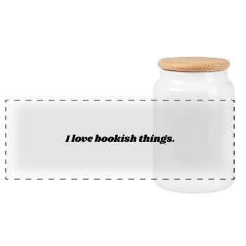 I love bookish things. - Panorama Keksdose mit Holzdeckel - Weiß - Vorne