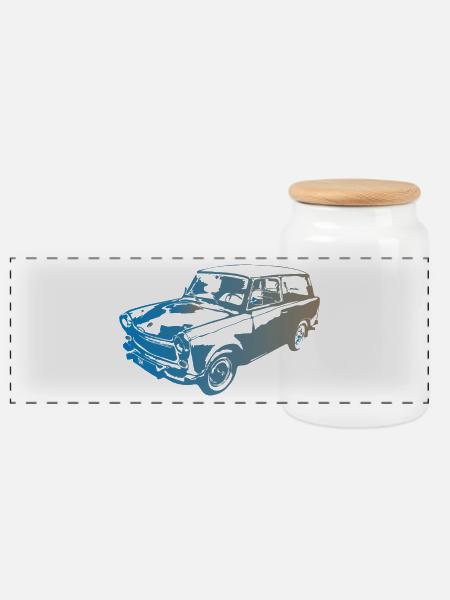 601 Kombi Trabi - Panorama Keksdose mit Holzdeckel - Weiß