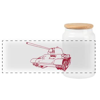 T-34 - Panorama Keksdose mit Holzdeckel - Weiß - Vorne
