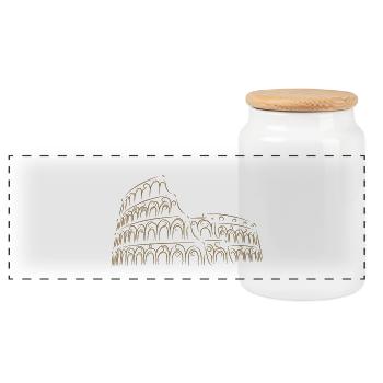 Weltwunder 2 - Kolosseum - Panorama Keksdose mit Holzdeckel - Weiß - Vorne
