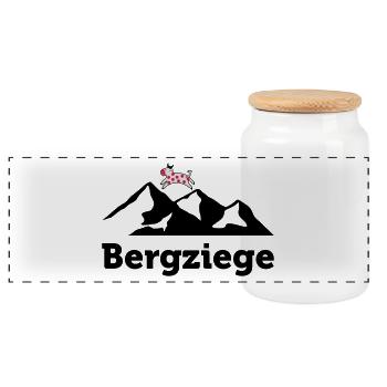 Mountain goat design for climbers - Panoramic Cookie Jar with Wooden Lid - white - Front