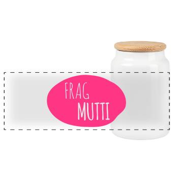 Frag Mutti 2c - Panorama Keksdose mit Holzdeckel - Weiß - Vorne