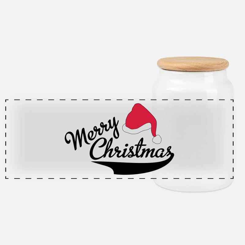 Christmas - Panoramic Cookie Jar with Wooden Lid - white