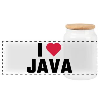 I Love JAVA - Panoramic Cookie Jar with Wooden Lid - white - Front